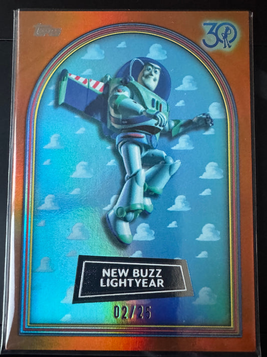2025 Topps Crystal Pixar 30 Years of Toy Story New Buzz Lightyear #62 Orange /25