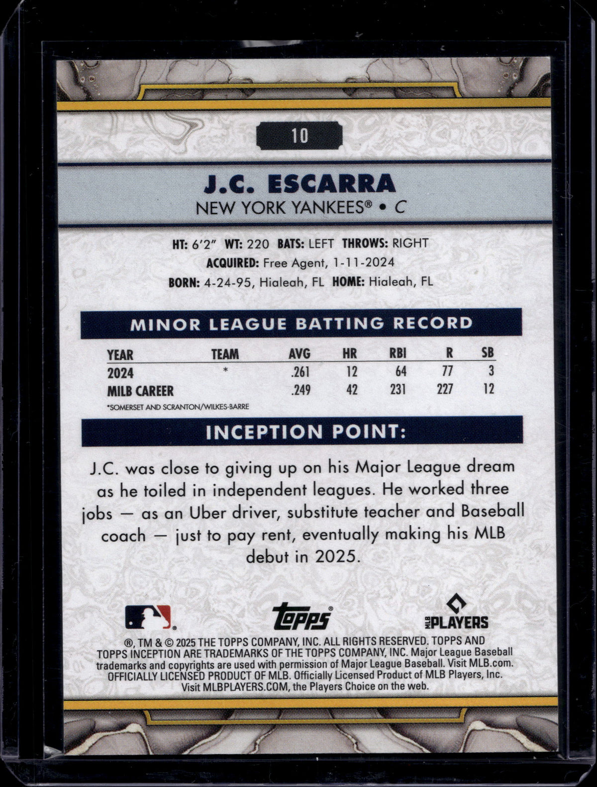 Topps 2025 Topps Inception JC Escarra #31 Red