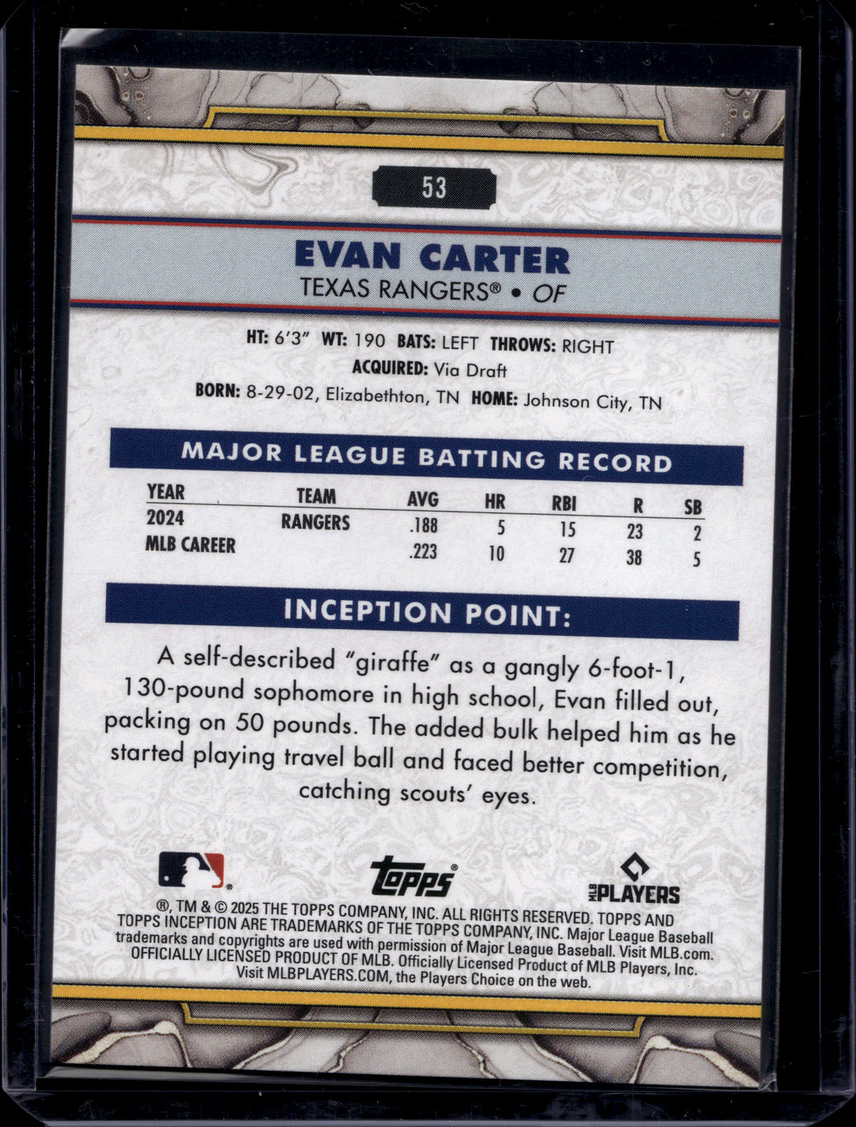 Topps 2025 Topps Inception Evan Carter #53
