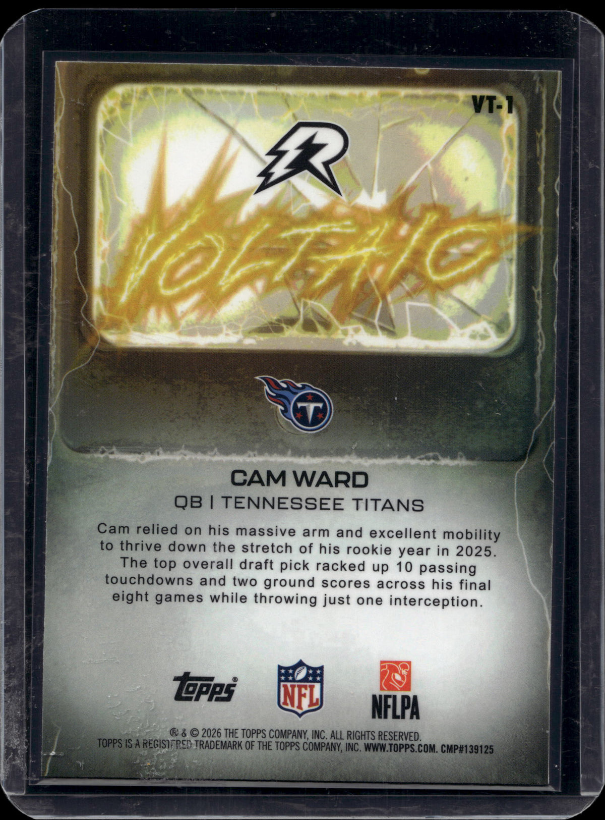 Topps 2025 Topps Resurgence Cam Ward #VT-1 Voltaic Teal Surge Refractor