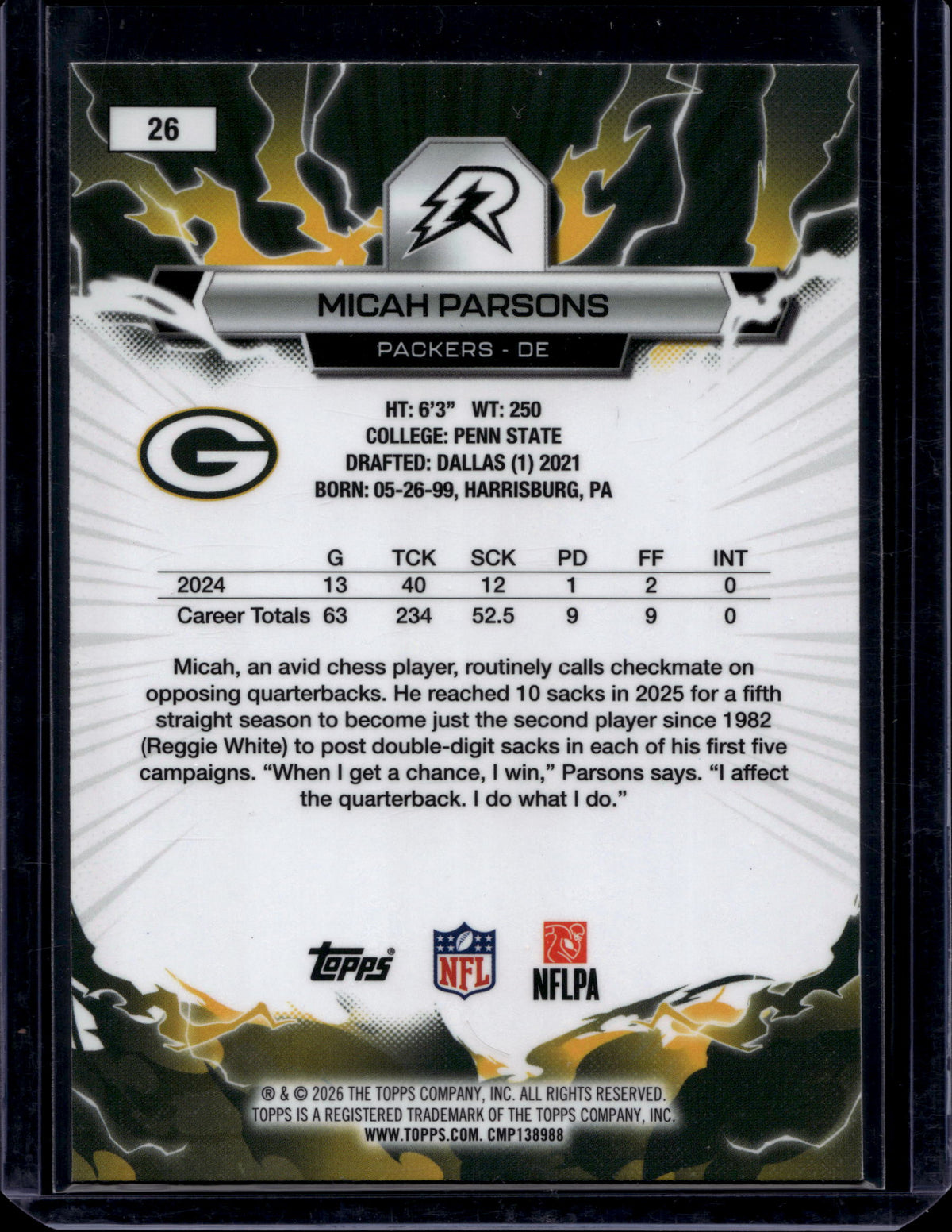 Topps 2025 Topps Resurgence Micah Parsons #26 Surge Refractor