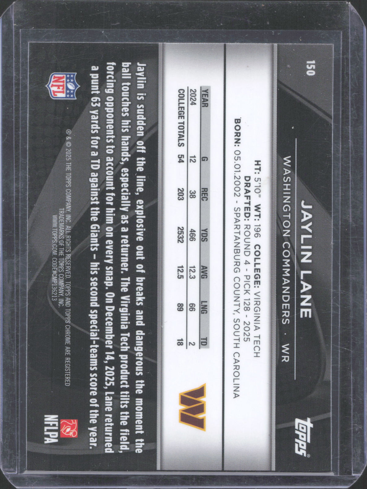 Topps 2025 Topps Chrome Black Jaylin Lane #150