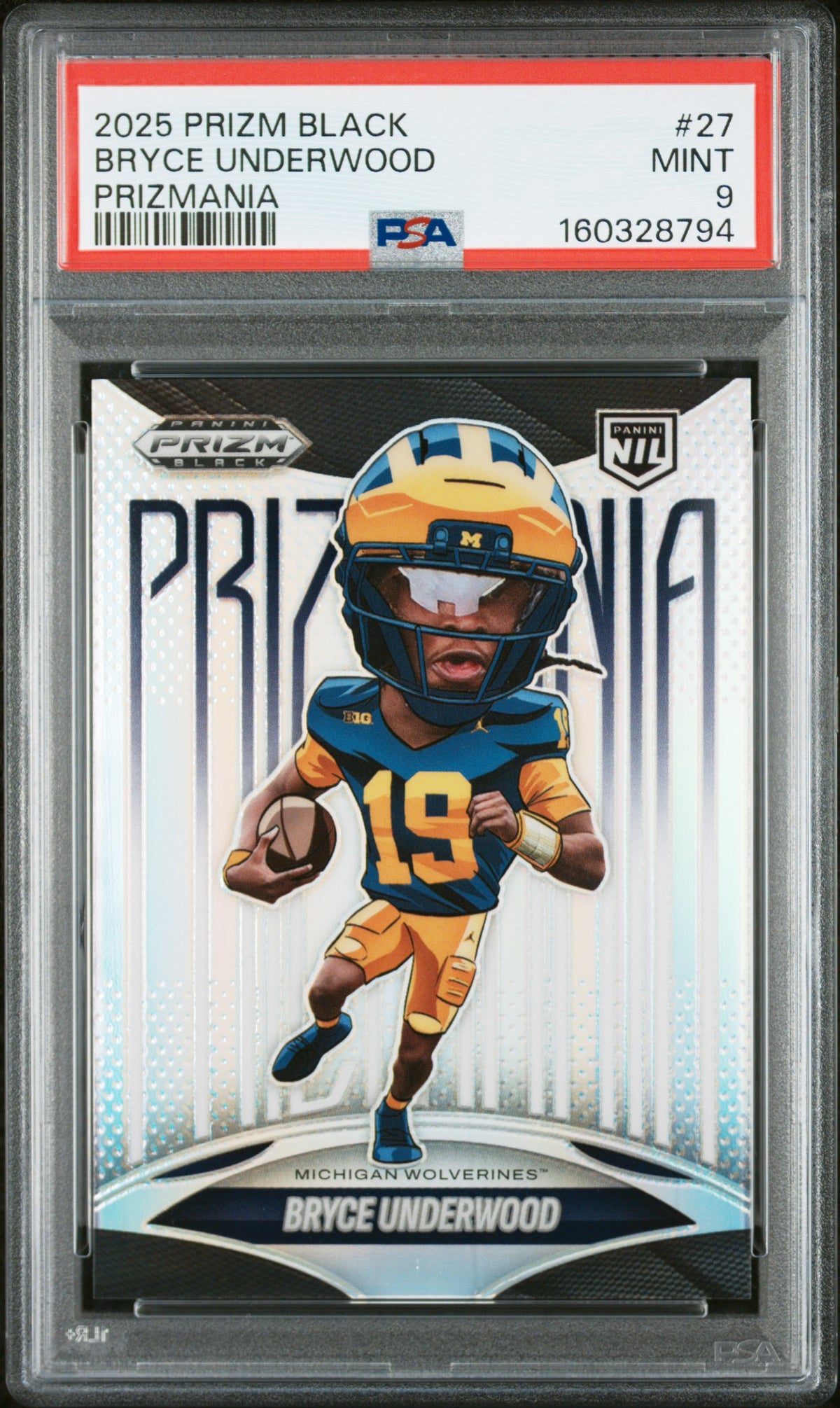 2025 Panini Prizm Black Prizmania #27 Bryce Underwood PSA 9