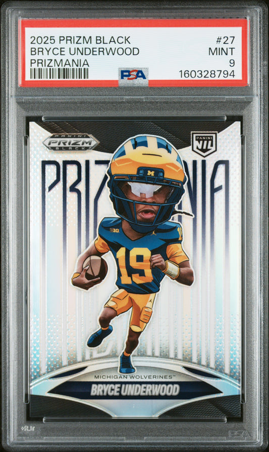 2025 Panini Prizm Black Prizmania #27 Bryce Underwood PSA 9