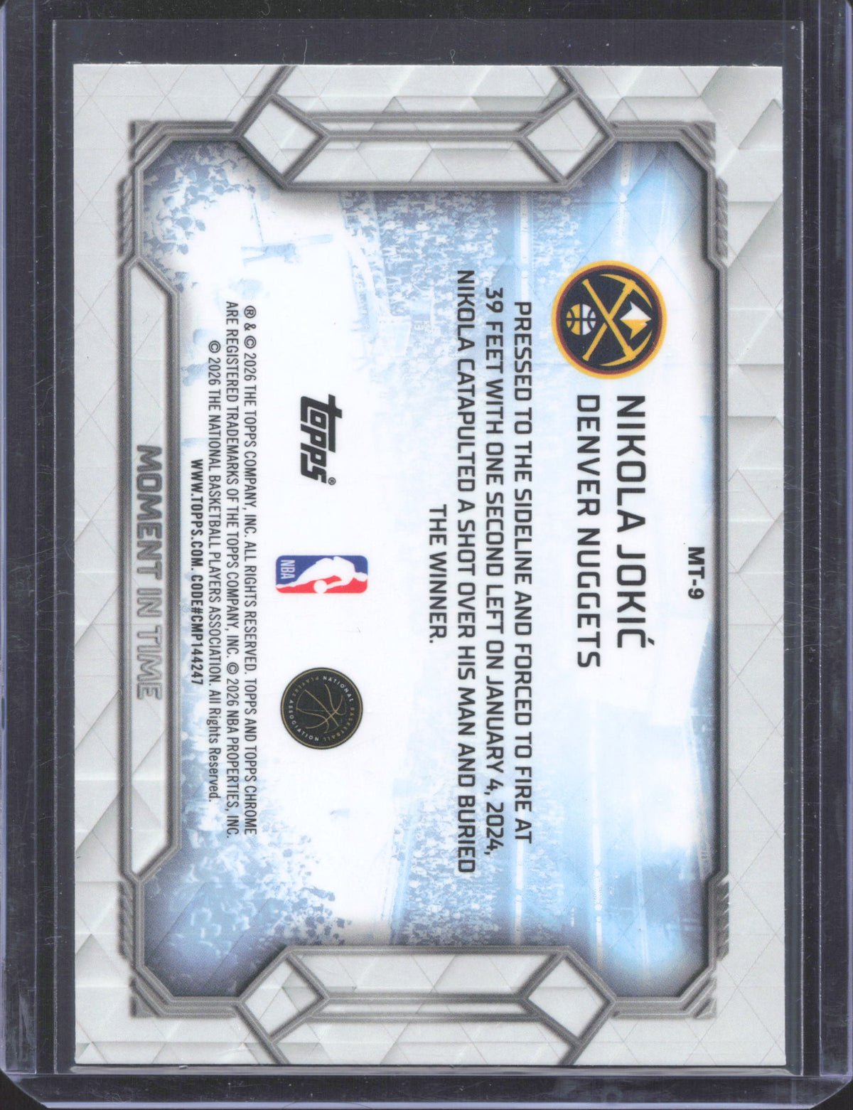 Topps 2025-26 Topps Chrome Update Nikola Jokić #MT-9 Moment In Time