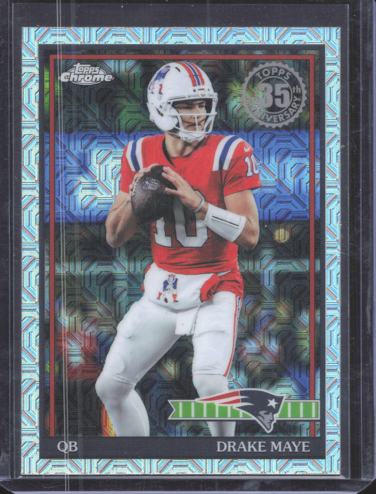 2026 Topps Flagship Drake Maye #91TC-46 1991 Topps Football Chrome Aqua