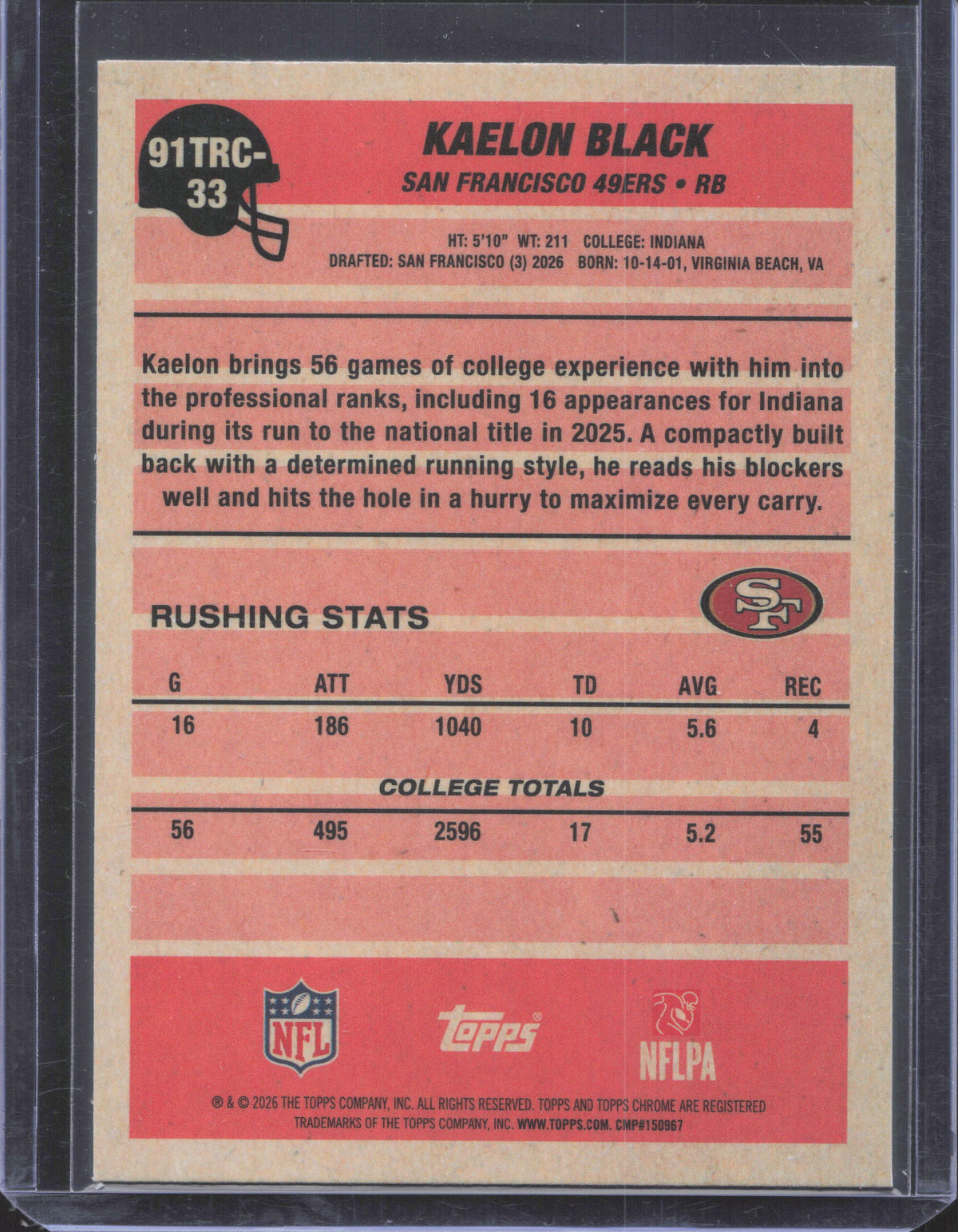 Topps 2026 Topps Flagship Kaelon Black #91TR-33