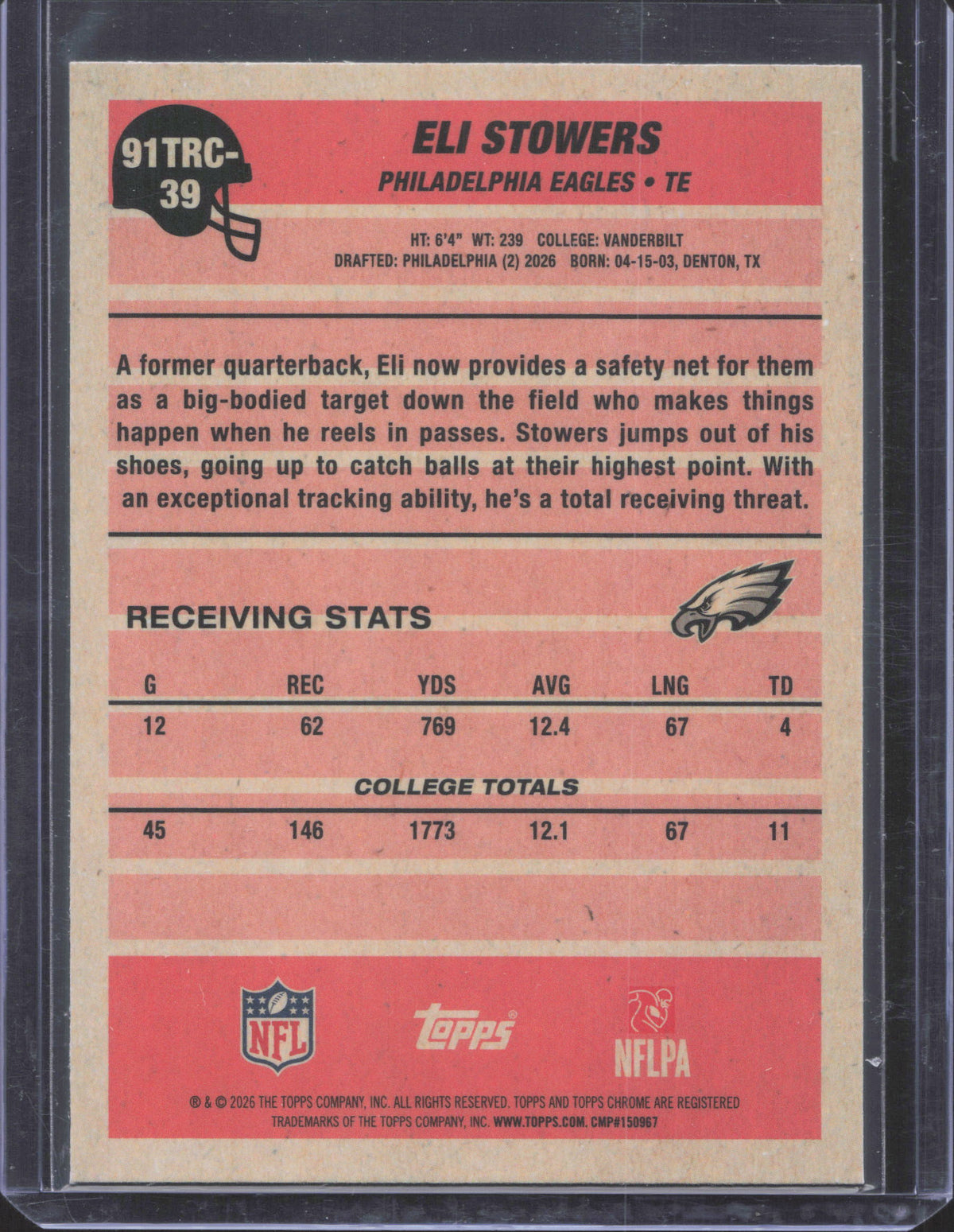 Topps 2026 Topps Flagship Eli Stowers #91TRC-39