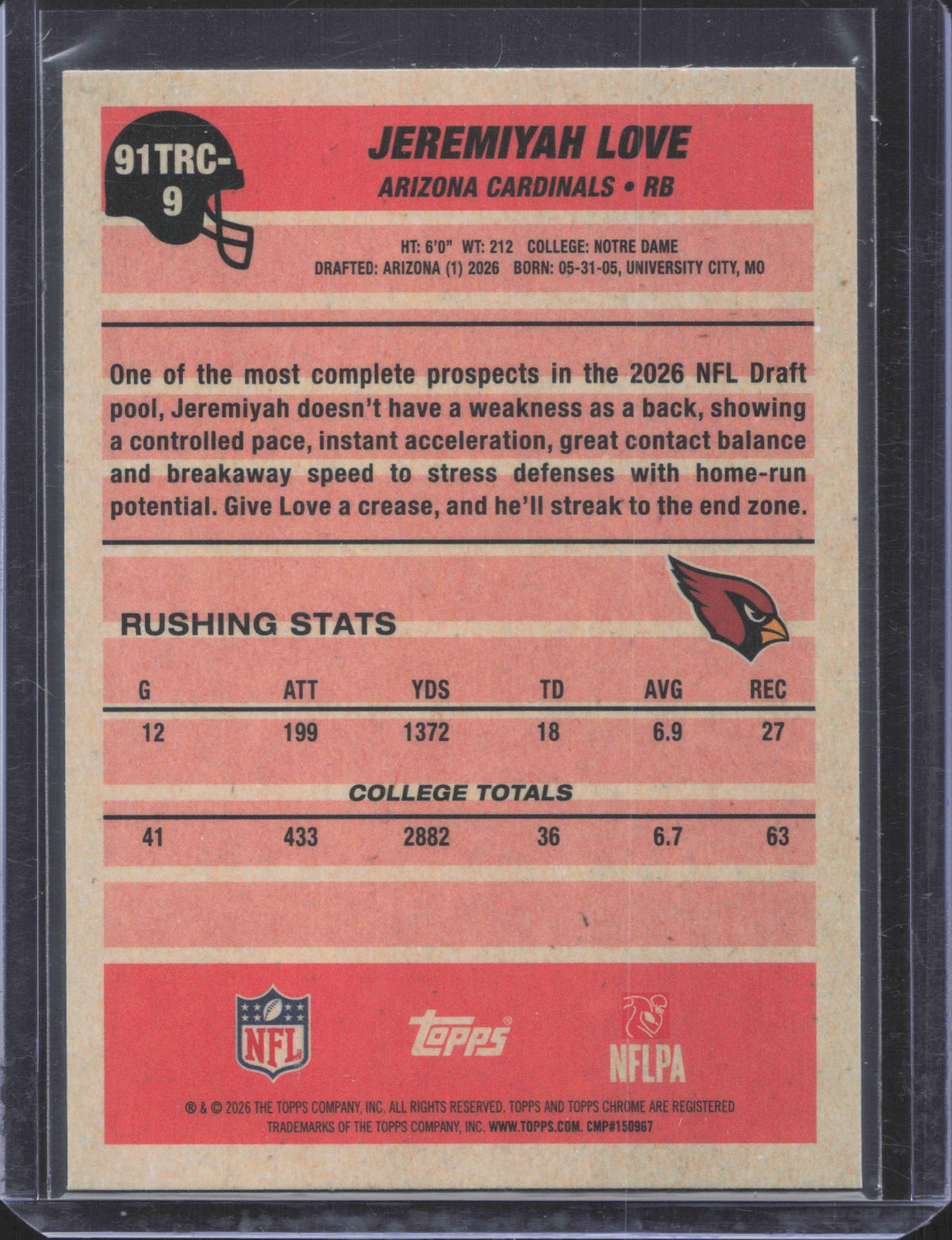 Topps 2026 Topps Flagship Jeremiyah Love #91TR-9