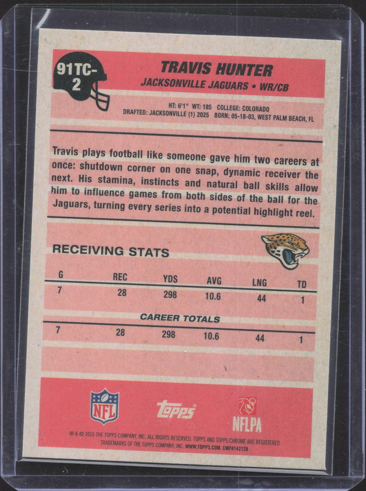Topps 2026 Topps Flagship Travis Hunter #91TC-2