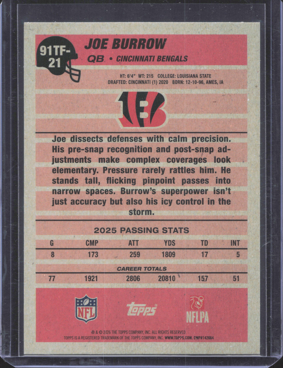 Topps 2026 Topps Flagship Joe Burrow #91TF-21