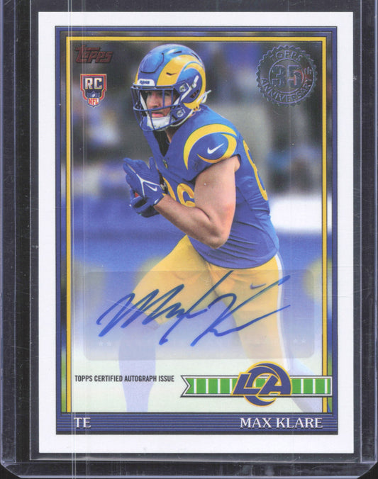2026 Topps Flagship Max Klare #91FRA-MK 1991 Topps Football Rookie Autographs