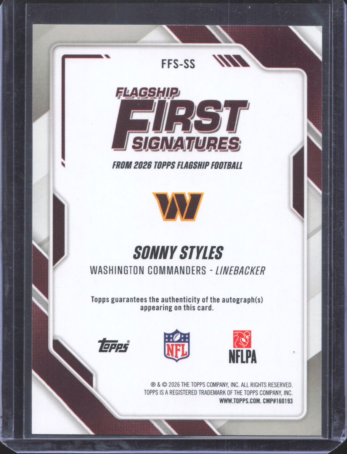 Topps 2026 Topps Flagship Sonny Styles #FFS-SS Flagship First Signatures