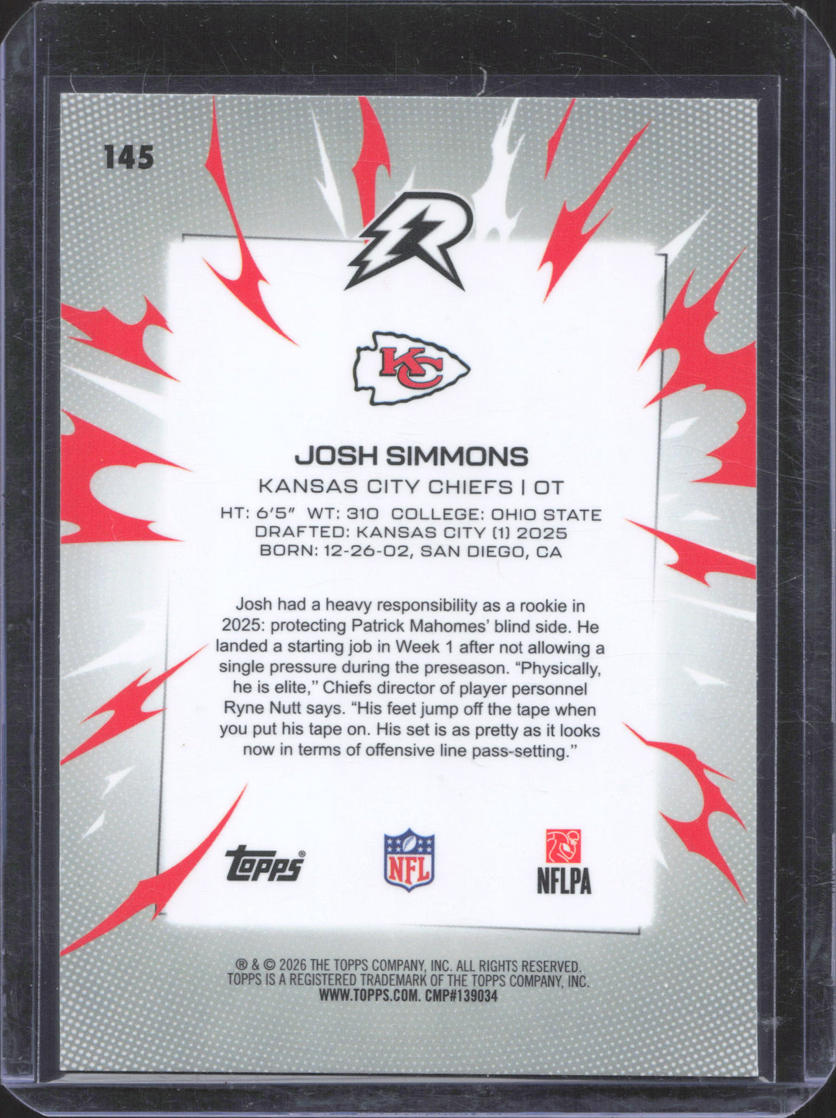 2025 Topps Resurgence Josh Simmons #145 Crimson Surge Refractor /199