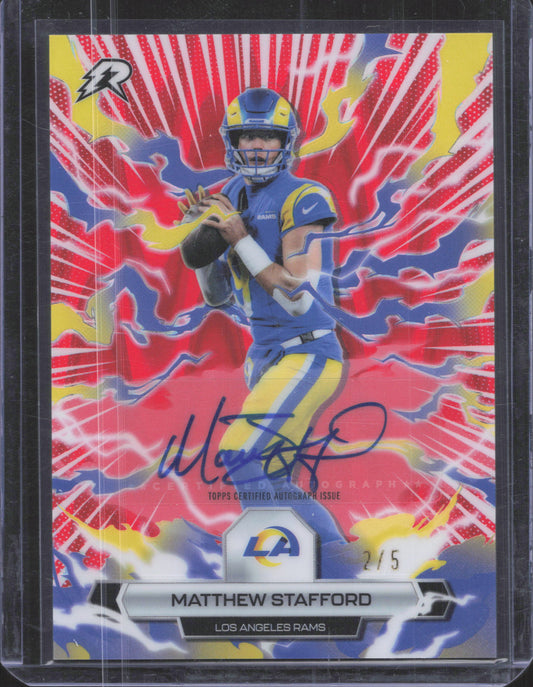 Topps 2025 Topps Resurgence Matthew Stafford #57 Signatures Red Static Refractor