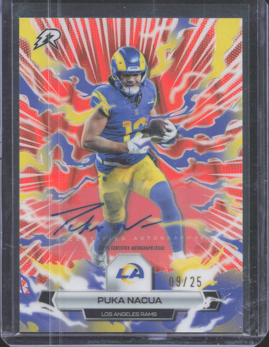 2025 Topps Resurgence Puka Nacua #58 Signatures Orange Power Surge Refractor /25