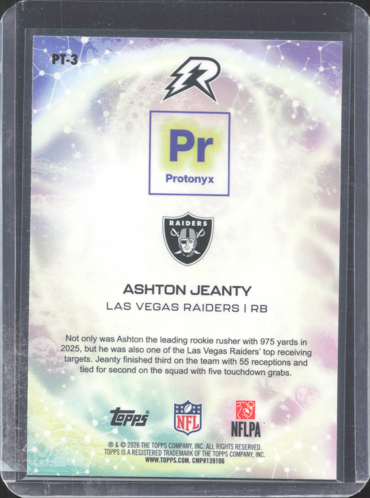2025 Topps Resurgence #PT-3 Ashton Jeanty Protonyx Navy Surge Refractor #/174