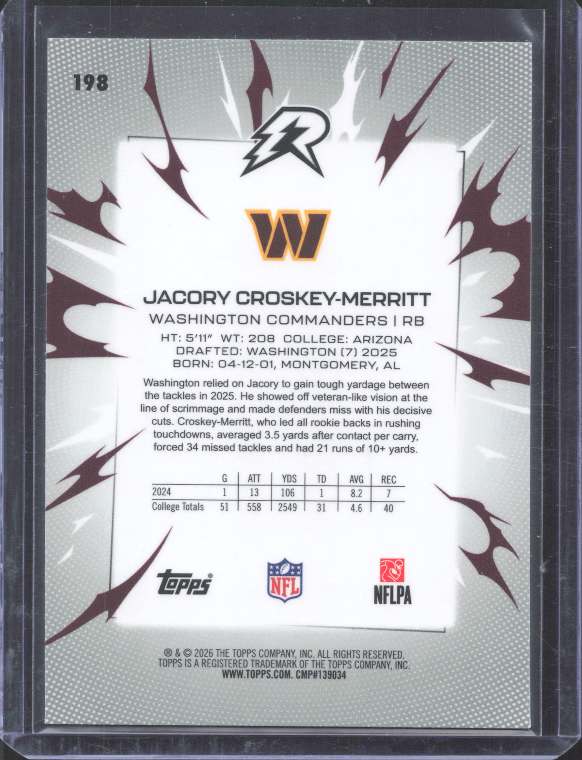 Topps 2025 Topps Resurgence Jacory Croskey-Merritt #198