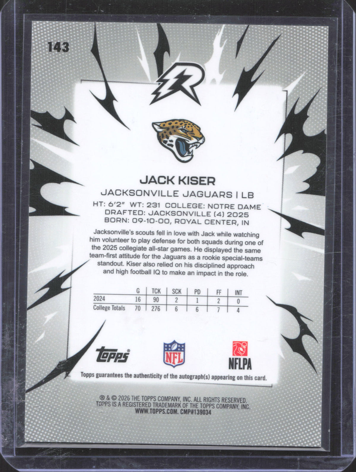 Topps 2025 Topps Resurgence Jack Kiser #143