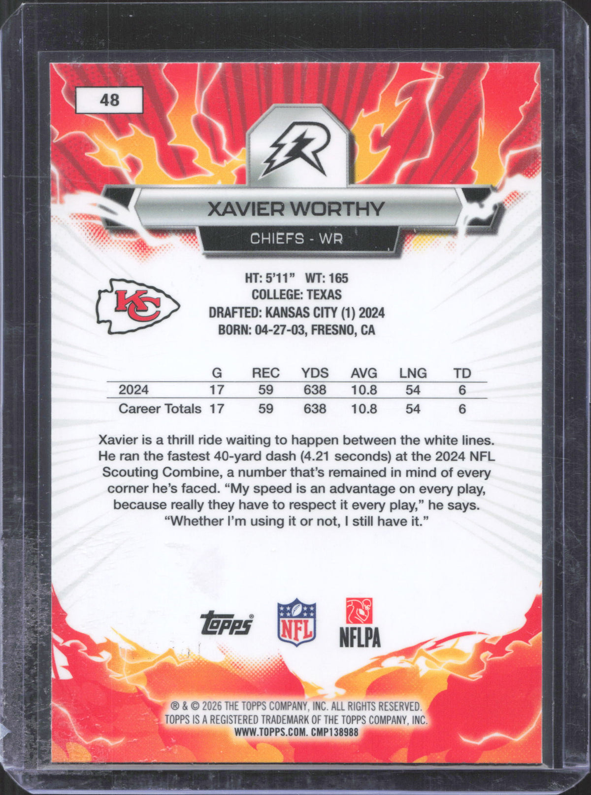 Topps 2025 Topps Resurgence Xavier Worthy #48