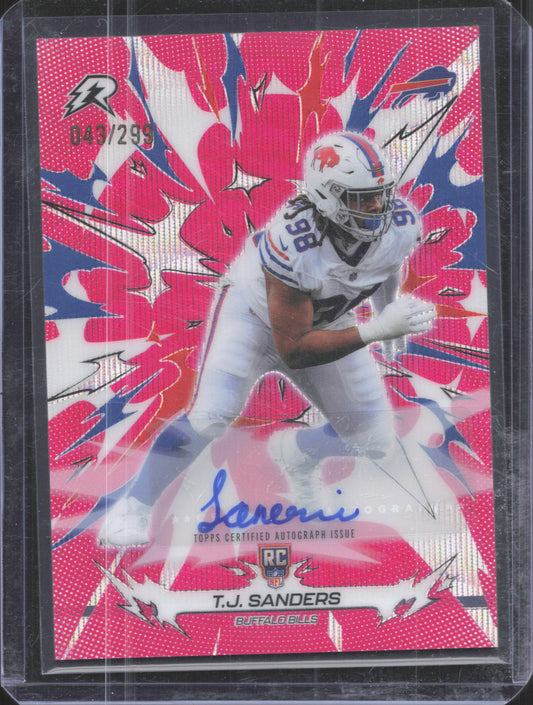 2025 Topps Resurgence T.J. Sanders #110 Signatures Magenta Surge Refractor /299