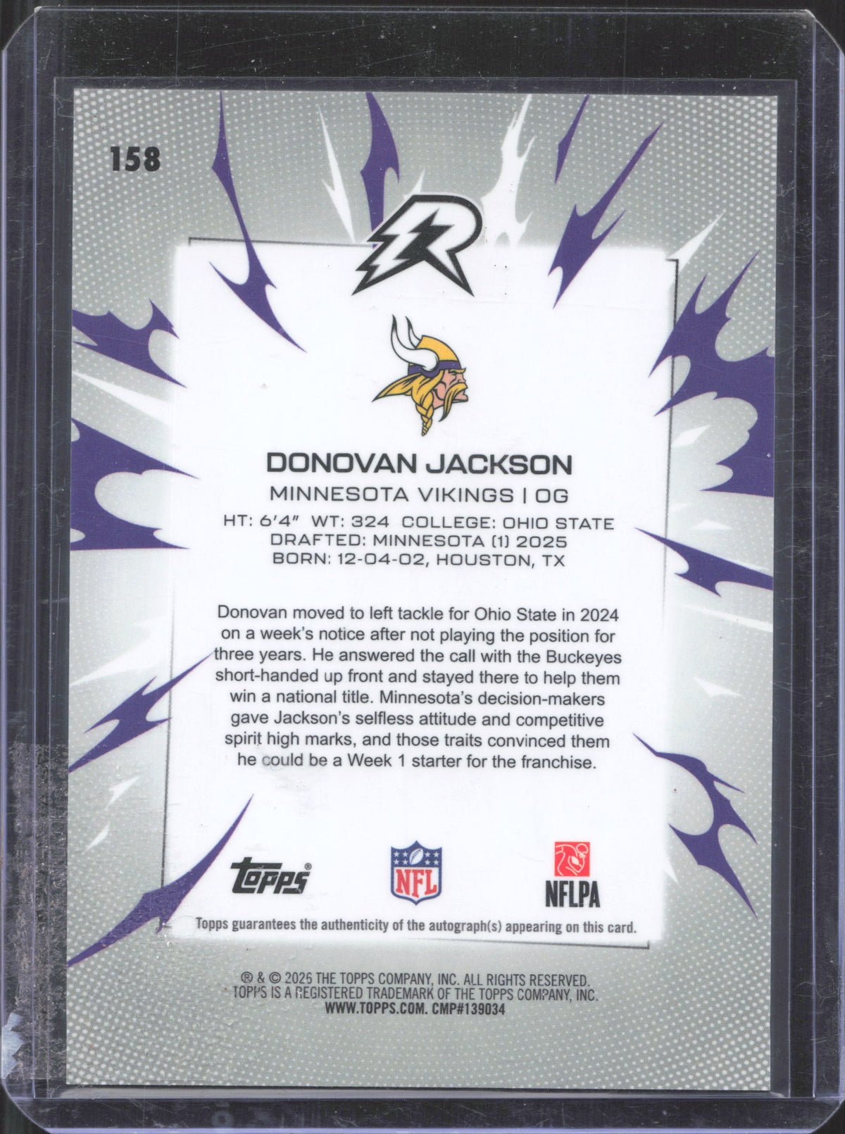 Topps 2025 Topps Resurgence Donovan Jackson #158