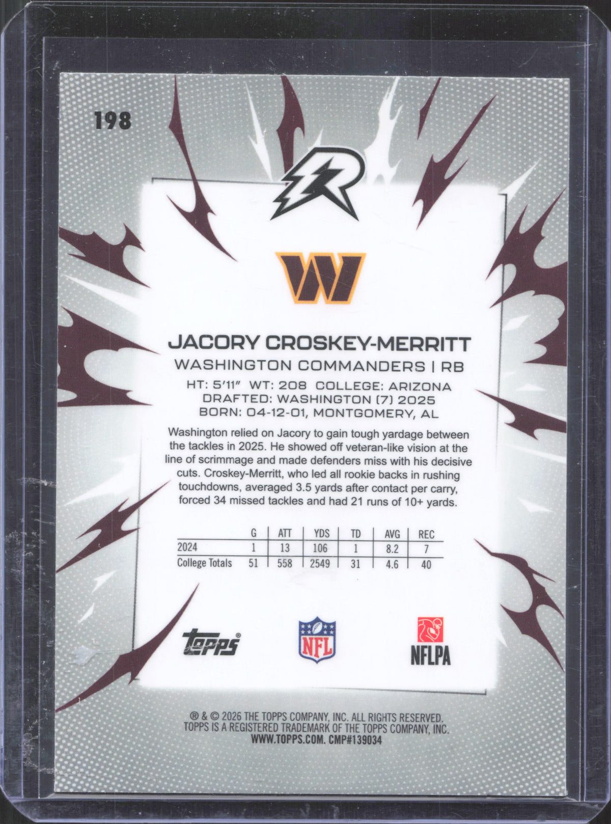 Topps 2025 Topps Resurgence Jacory Croskey-Merritt #198