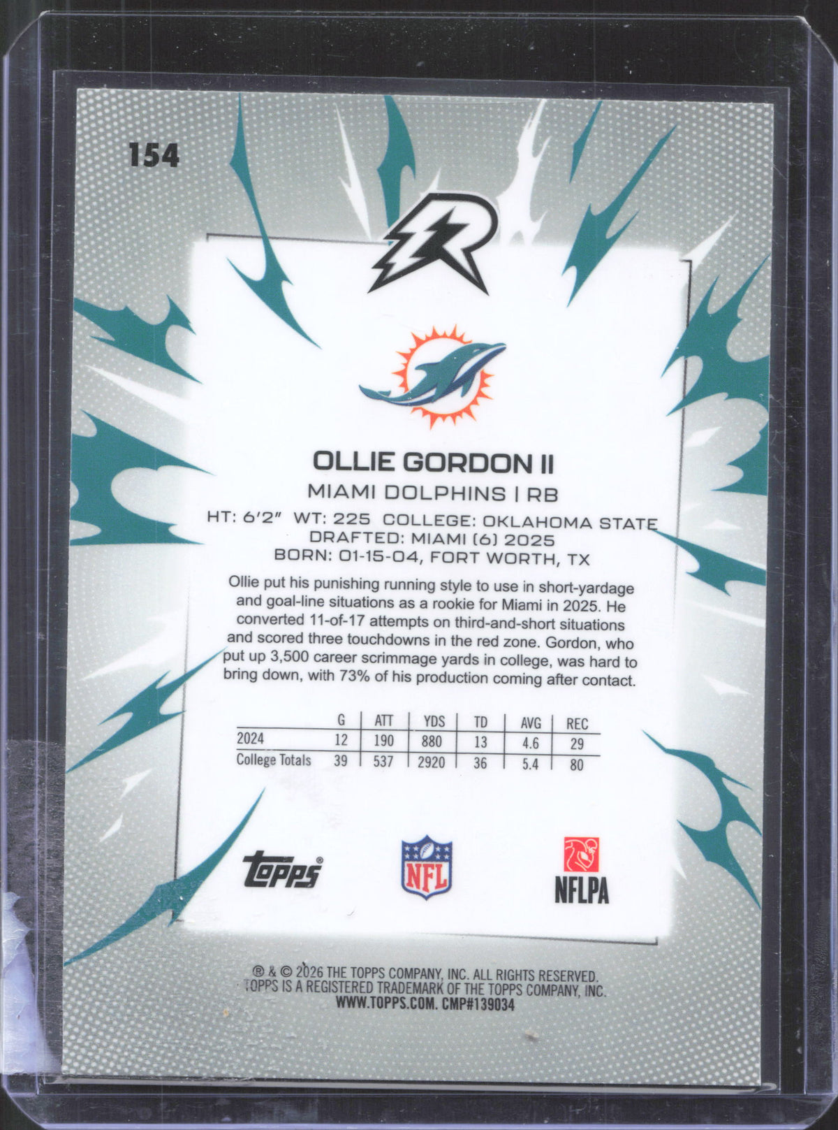 2025 Topps Resurgence Ollie Gordon II #154 Yellow Surge Refractor /225