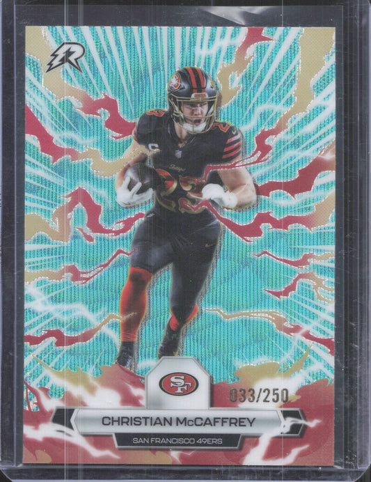 Topps 2025 Topps Resurgence Christian McCaffrey #87 Aqua Surge Refractor