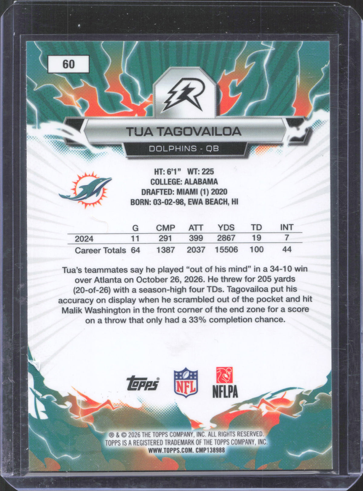 2025 Topps Resurgence Tua Tagovailoa #60 Green Surge Refractor /175