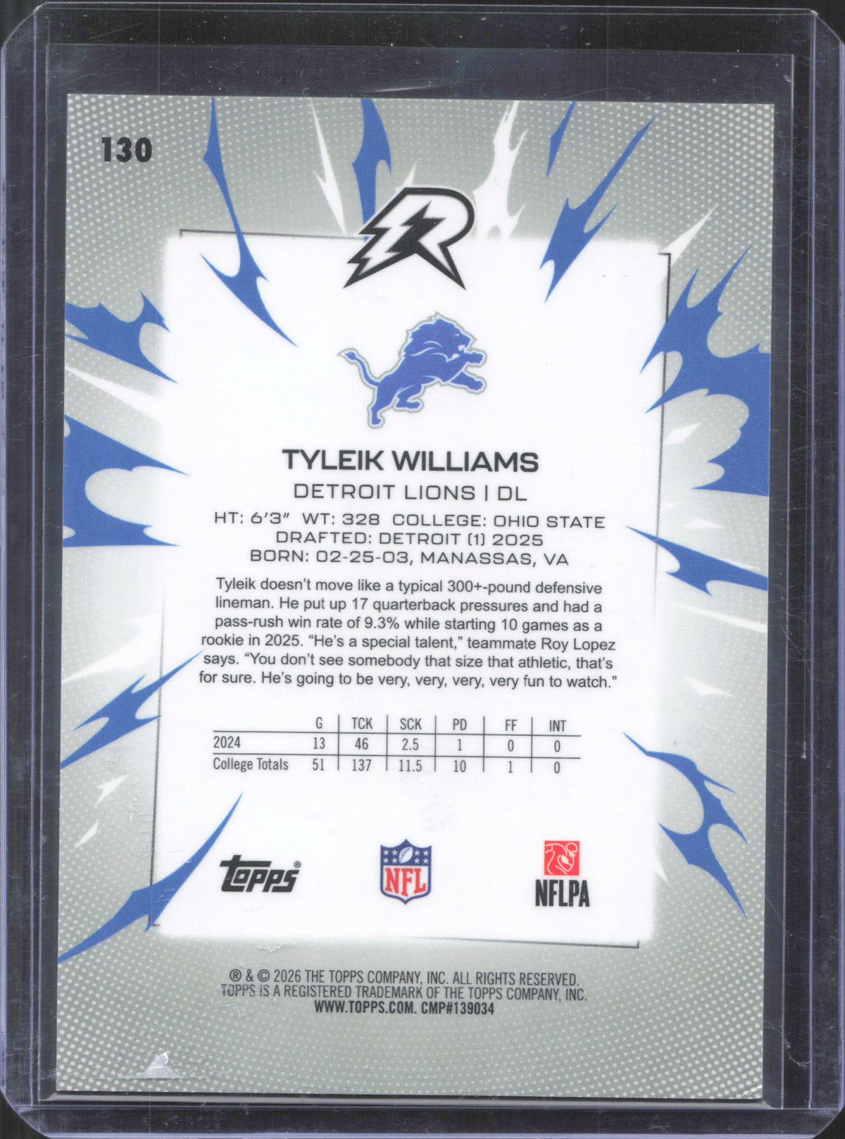 Topps 2025 Topps Resurgence Tyleik Williams #130