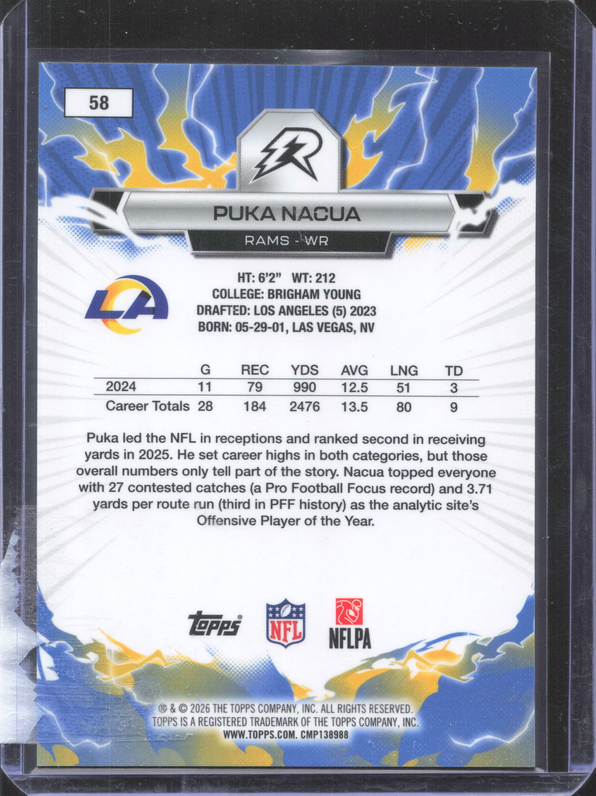 2025 Topps Resurgence Puka Nacua #58 Yellow Surge Refractor