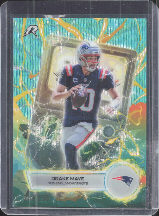2025 Topps Resurgence Drake Maye #VT-17 Voltaic Aqua Surge Refractor /250