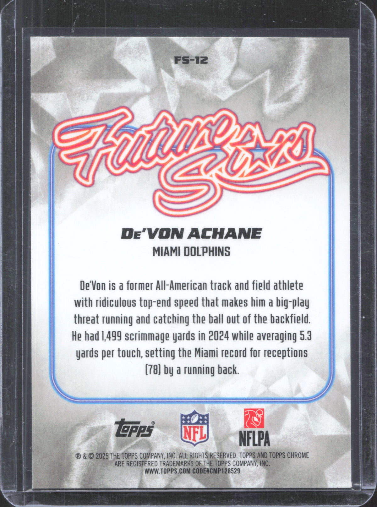 2025 Topps Chrome De'Von Achane #FS-12 Future Stars