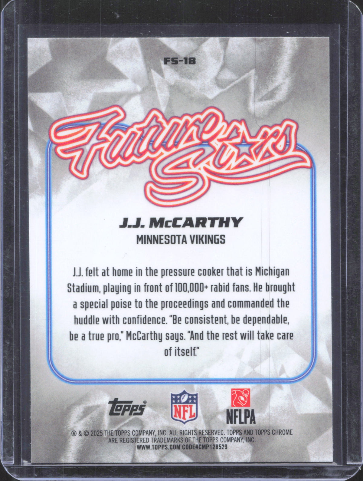 2025 Topps Chrome J.J. McCarthy #FS-18 Future Stars