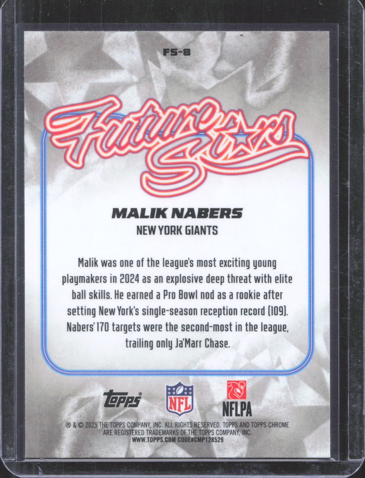 2025 Topps Chrome Malik Nabers #FS-8 Future Stars Refractor