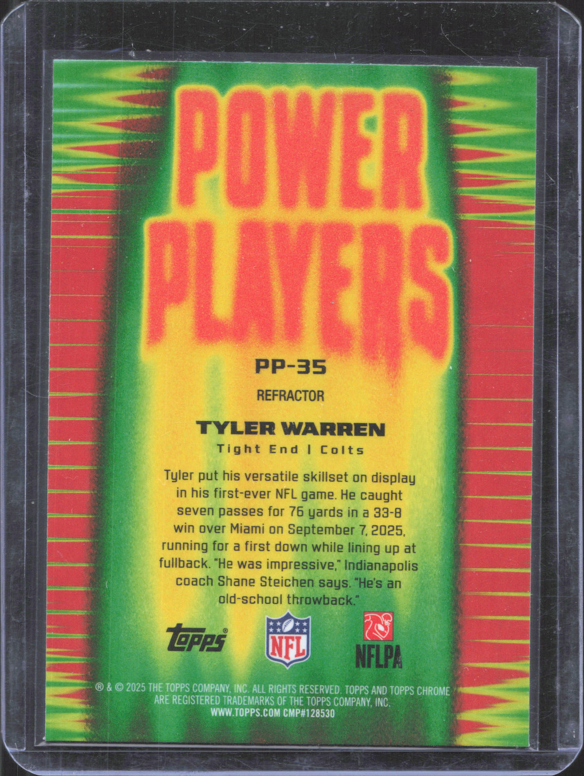 2025 Topps Chrome Tyler Warren #PP-35 Power Players Refractor