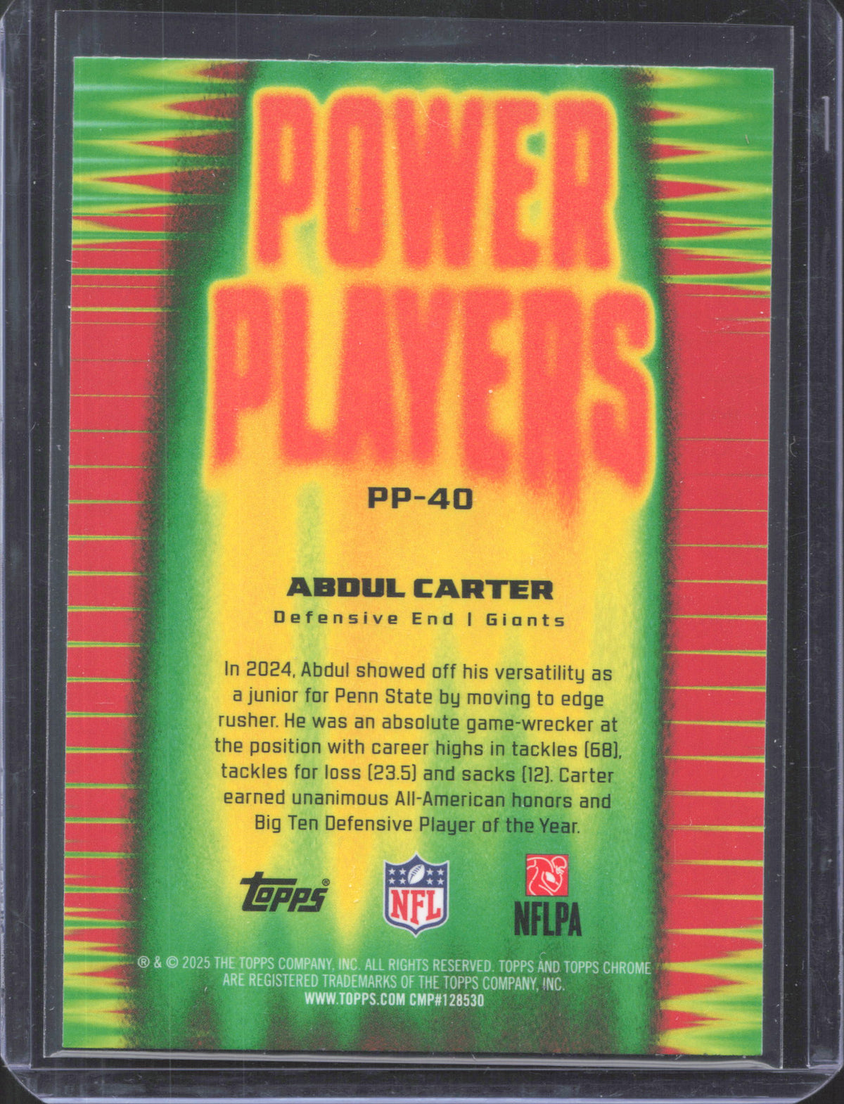 2025 Topps Chrome Abdul Carter #PP-40 Power Players