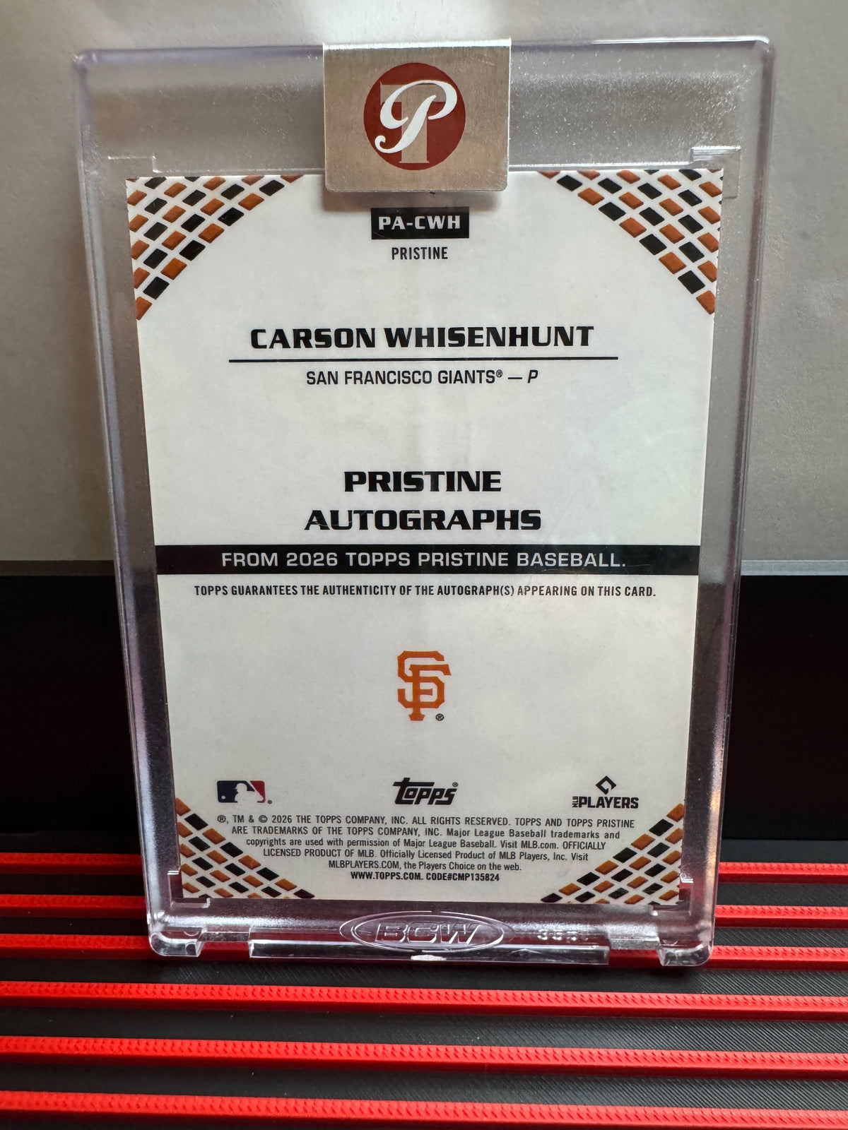 2026 Topps Pristine Carson Whisenhunt #PA-CWH Pristine Encased Autographs