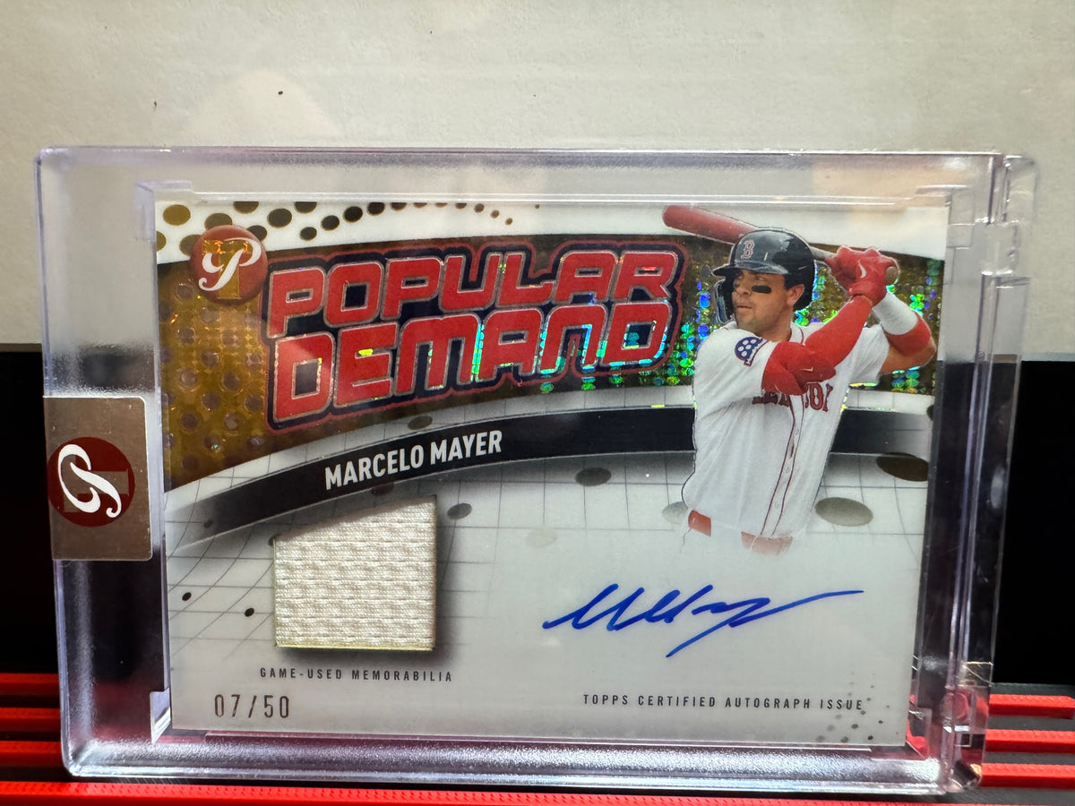 2026 Topps Pristine Marcelo Mayer #PDAR-MMA Popular Demand Auto Relics Gold /50
