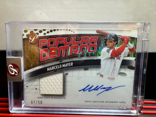 2026 Topps Pristine Marcelo Mayer #PDAR-MMA Popular Demand Auto Relics Gold /50