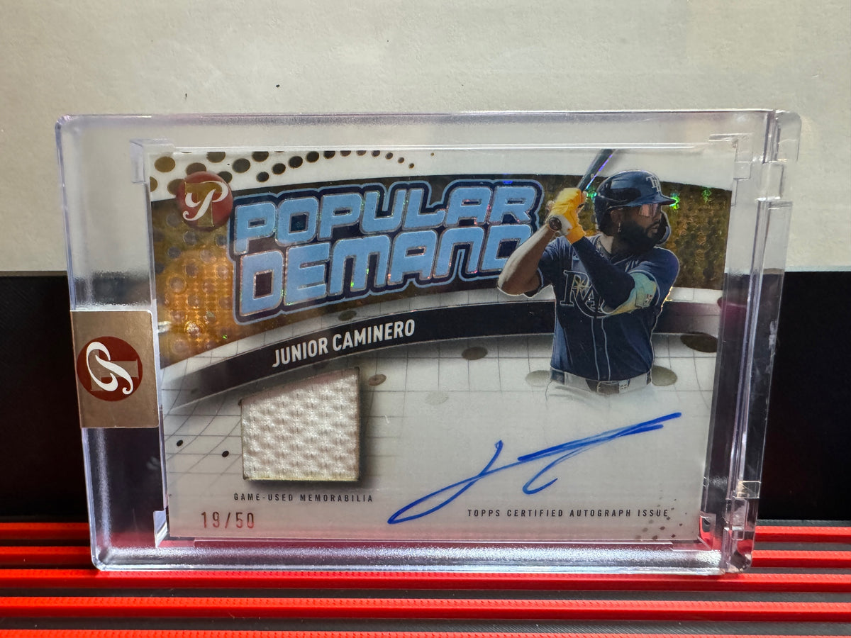 2026 Topps Pristine Junior Caminero #PDAR-JC Popular Demand Auto Relics Gold /50