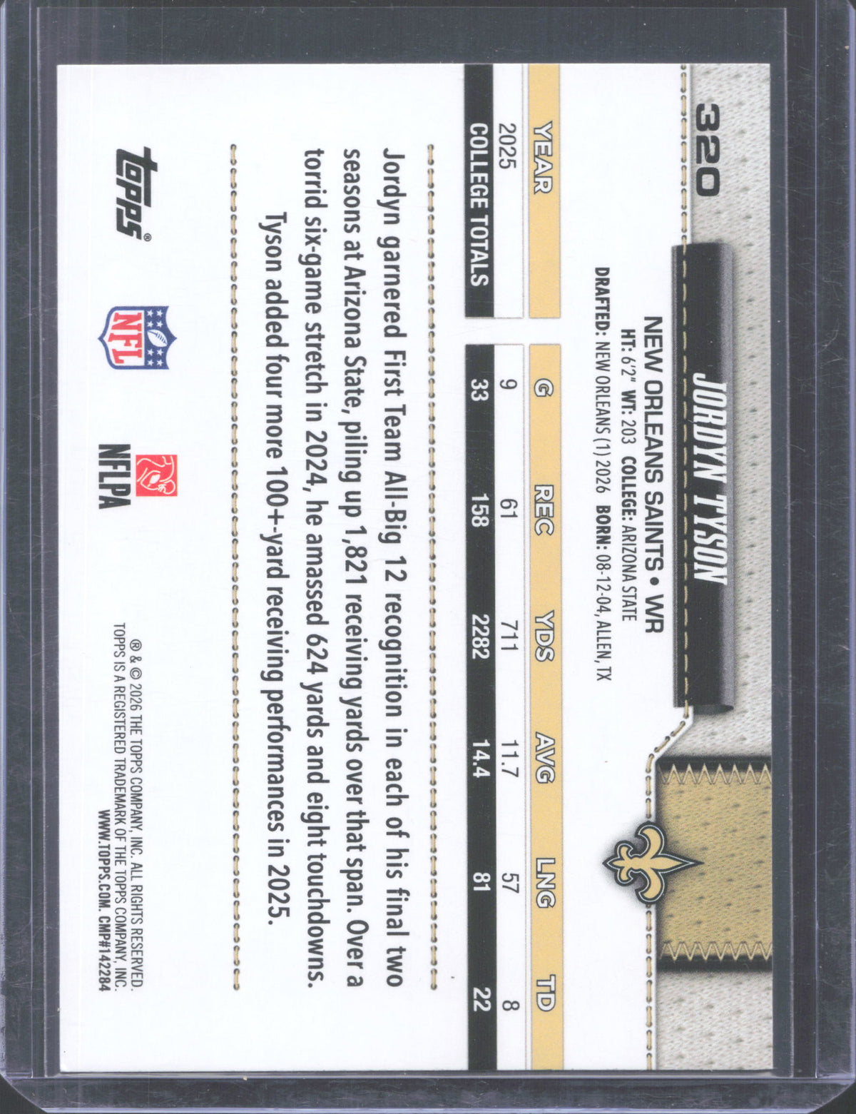 Topps 2026 Topps Flagship Jordyn Tyson #320