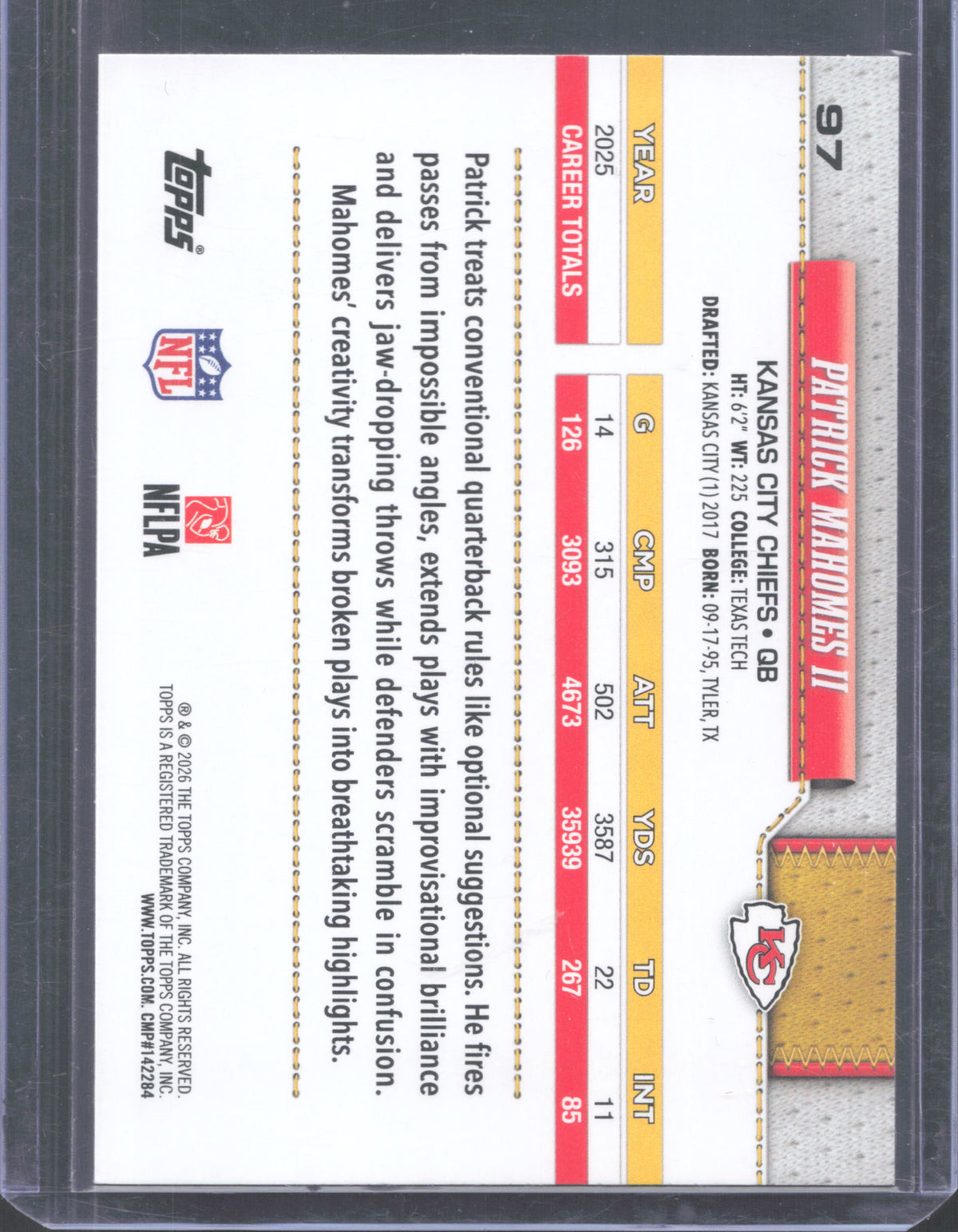2026 Topps Flagship Patrick Mahomes II #97