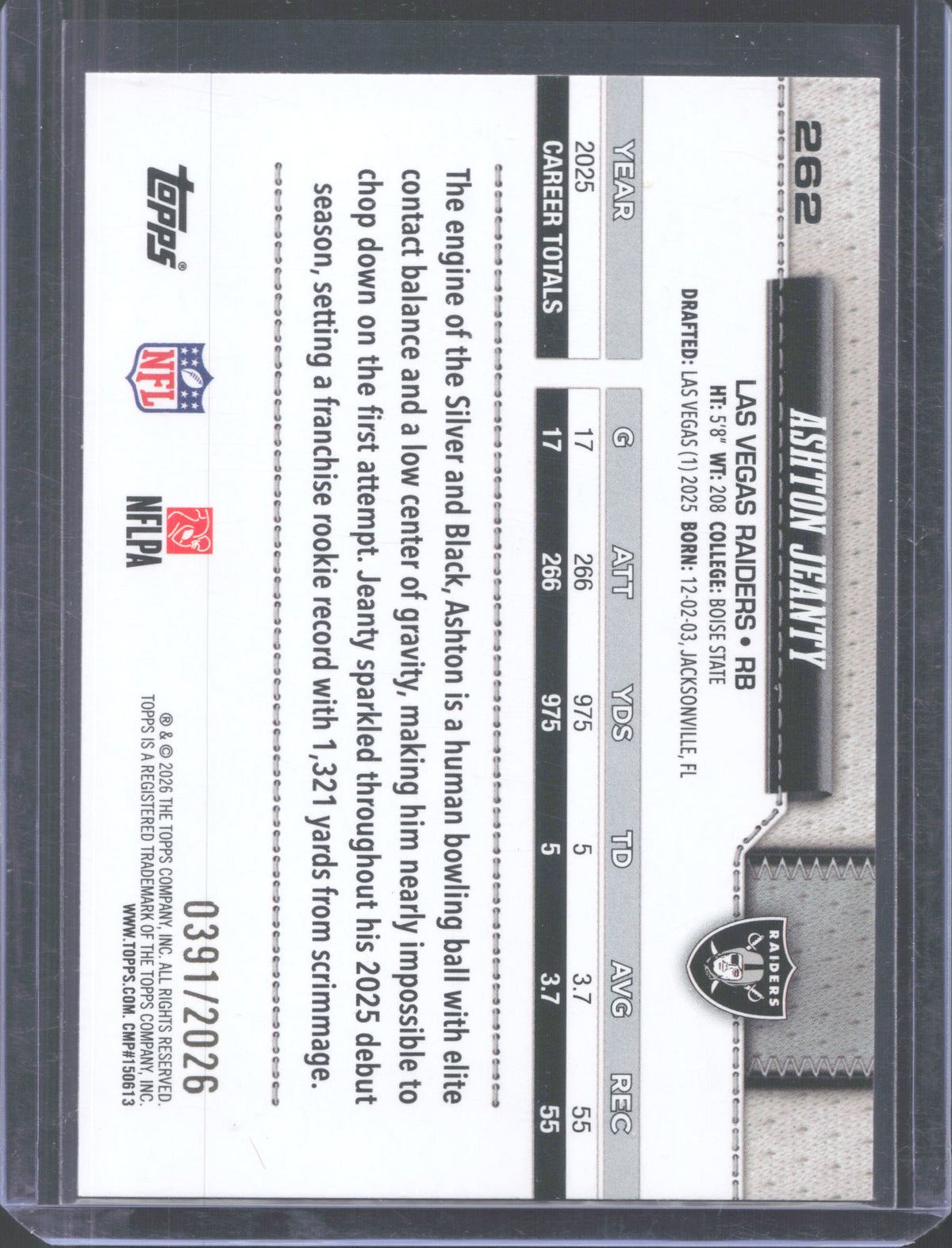2026 Topps Flagship Football - Ashton Jeanty #262 Future Stars /2026