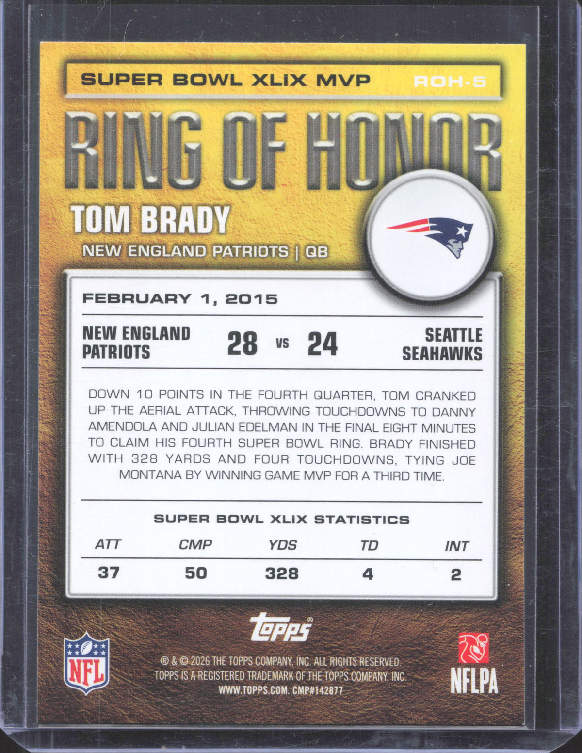 2026 Topps Flagship Tom Brady #ROH-5 Ring of Honor