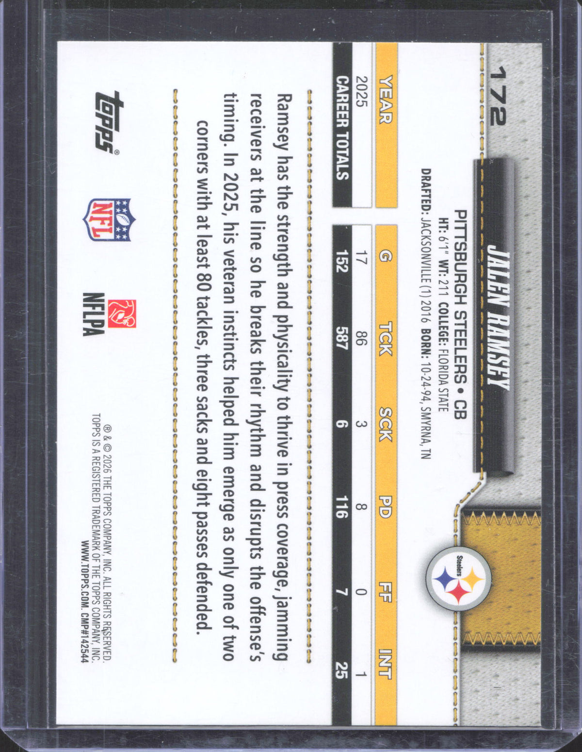 2026 Topps Flagship Jalen Ramsey #172  Team Logo Border