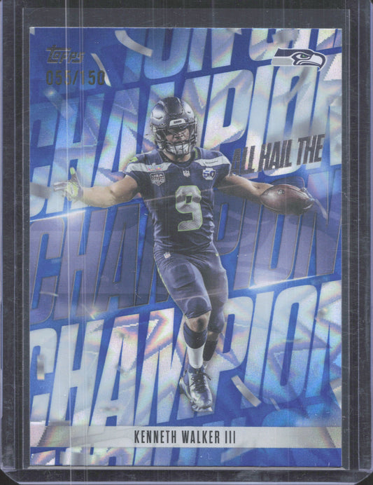 2026 Topps Flagship Kenneth Walker III #AHC-8 All Hail the Champ Blue /150