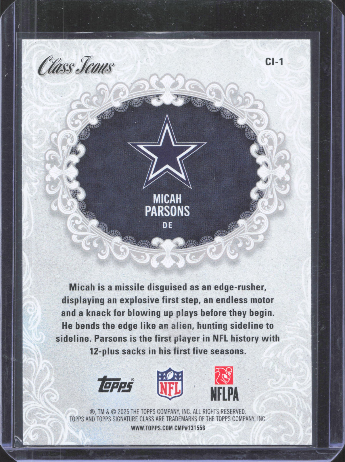 2025 Topps Signature Class Micah Parsons #CI-1 Class Icons FACTORY ERROR