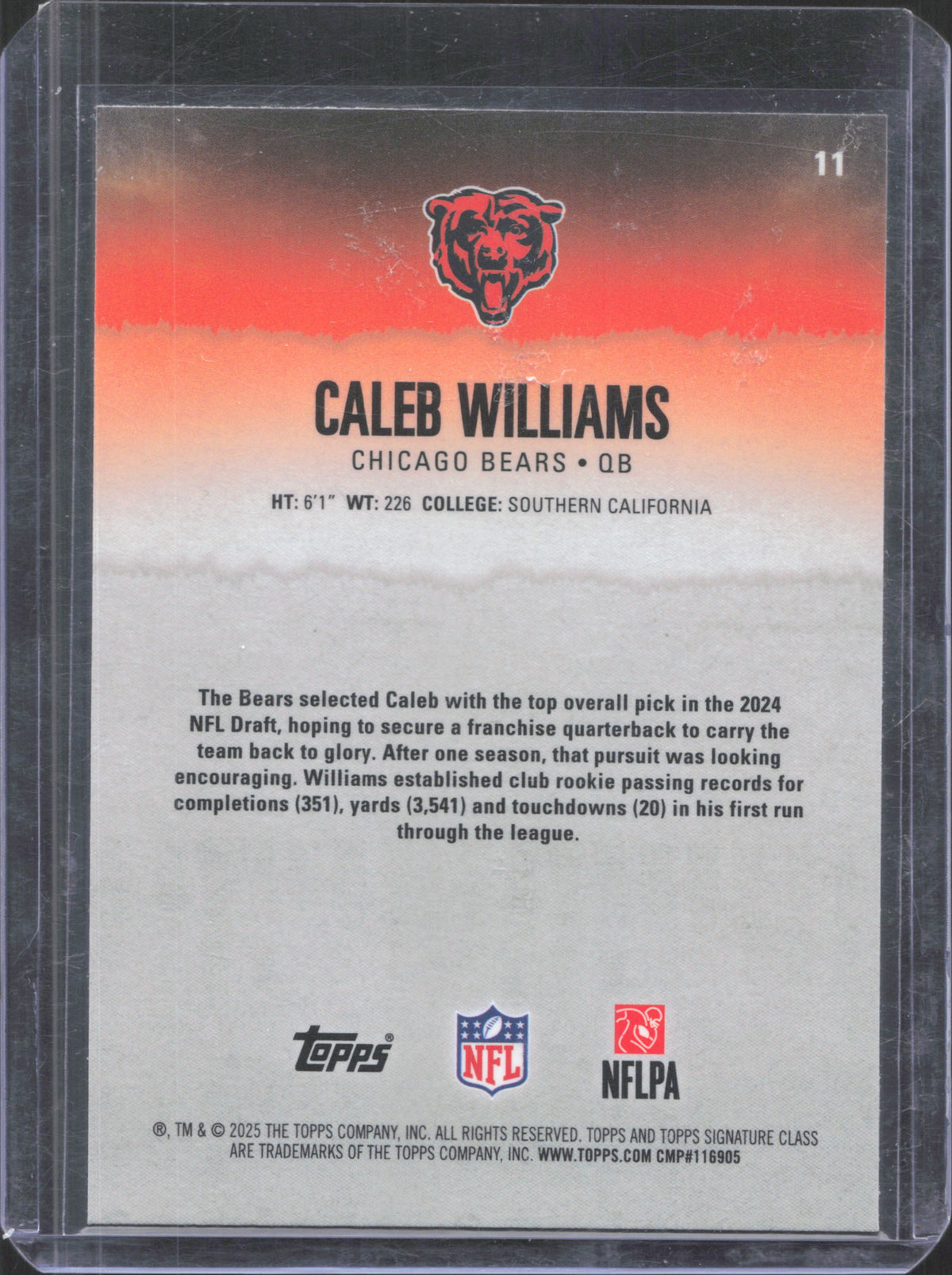 Topps 2025 Topps Signature Class Caleb Williams #11 Chrome